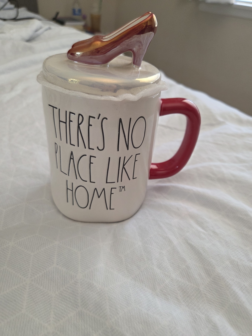 Rae Dunn "There's No Place Like Home" Ceramic Mug with Red Shoe Lid NWT